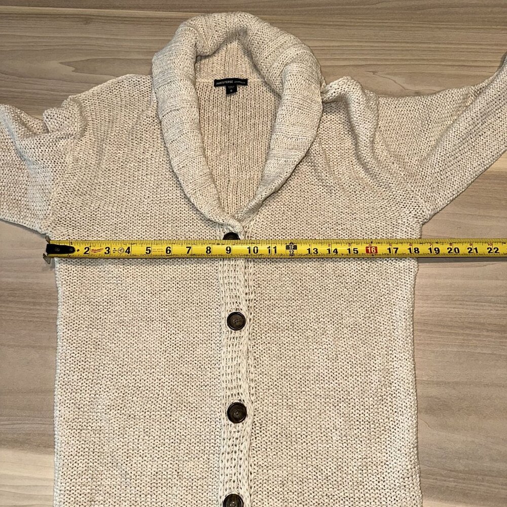 James Perse Cream Shawl Collar Knit Linen Blend Cardigan Women's 0 X-Small XS - Picture 4 of 7